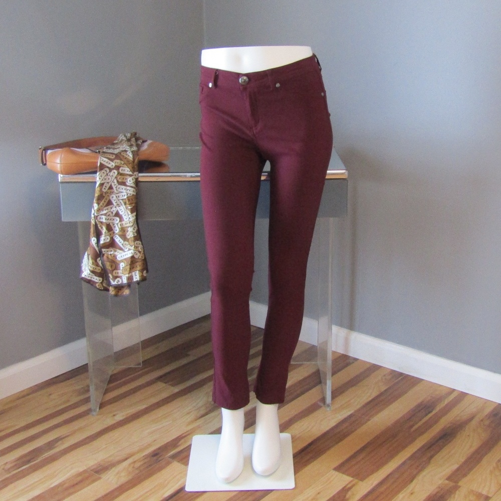 Active USA Stretch Skinny Burgundy Pants Jeggings